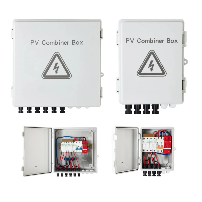 PV Combiner Box 4 String 6 String IP65 Waterproof Lightning Protection Circuit Breaker for On/Off Grid Solar Panel System
