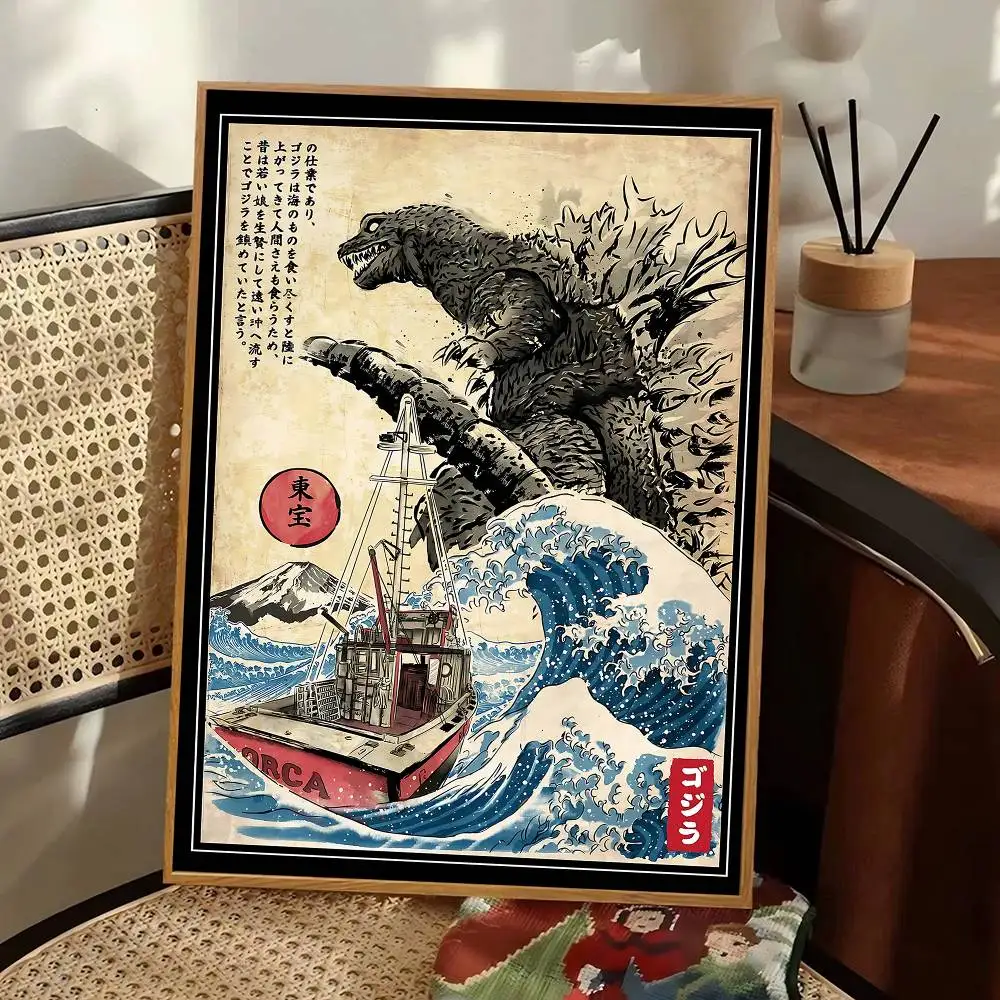 G-Godzillas Anime Self-adhesive Art Poster Retro Kraft Paper Sticker DIY Room Bar Cafe Stickers Wall Painting view 3