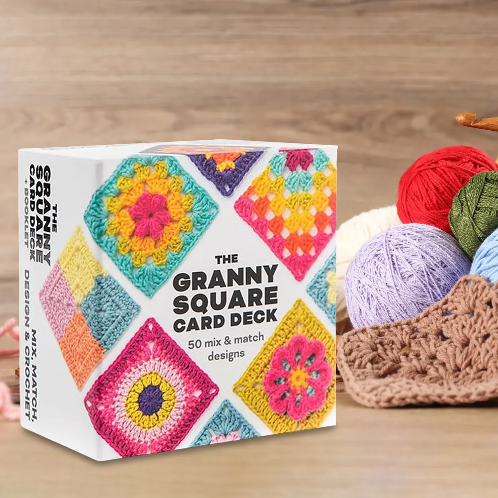 50pcs/box Mix & Matchs Designs The Granny Square Card Decks Knitting Kit For Adults DIY Grandma Knitted Pattern Set for Beginner