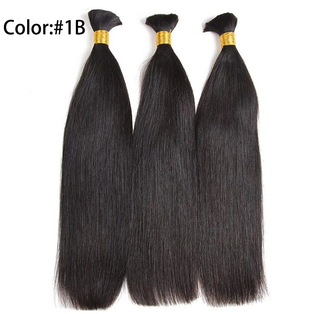 100% Human Hair Bulk for Braiding Straight Human Braiding Hair No Weft for Crochet Hair Natural Black 50 Grams Hair Extension