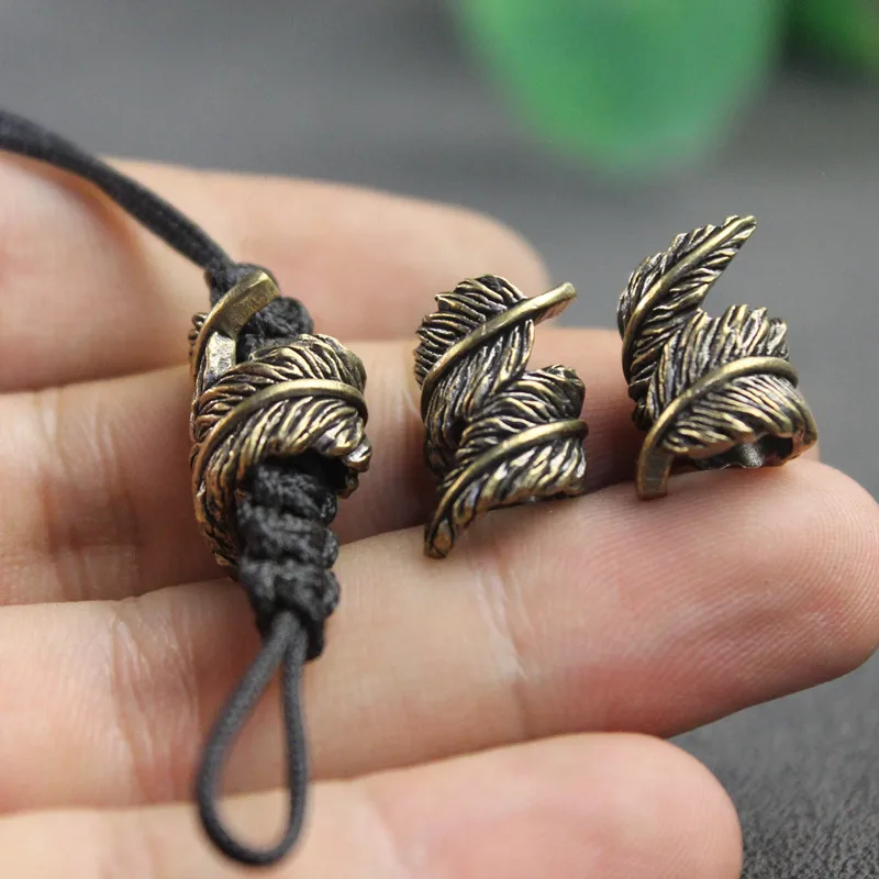 Plume Brass Knife Beads EDC Outdoor DIY Paracord Woven Bracelet Accessories Lanyard Pendants Umbrella Rope Flashlight Hangings - view 3