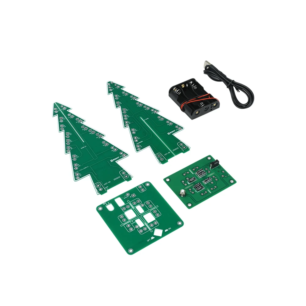 3D Christmas Tree DIY Kit Screw Assembly Christmas Tree Electronic Fun Suite 7-colors LED Flash Circuit Christmas Gift for Kids