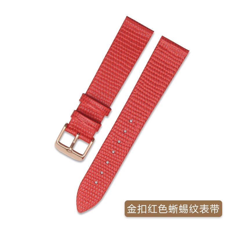 Ultra-thin 12mm 14mm 16mm 18mm 20mm New High quality Women Black brown red Lizard texture Genuine Leather Watch Band Strap