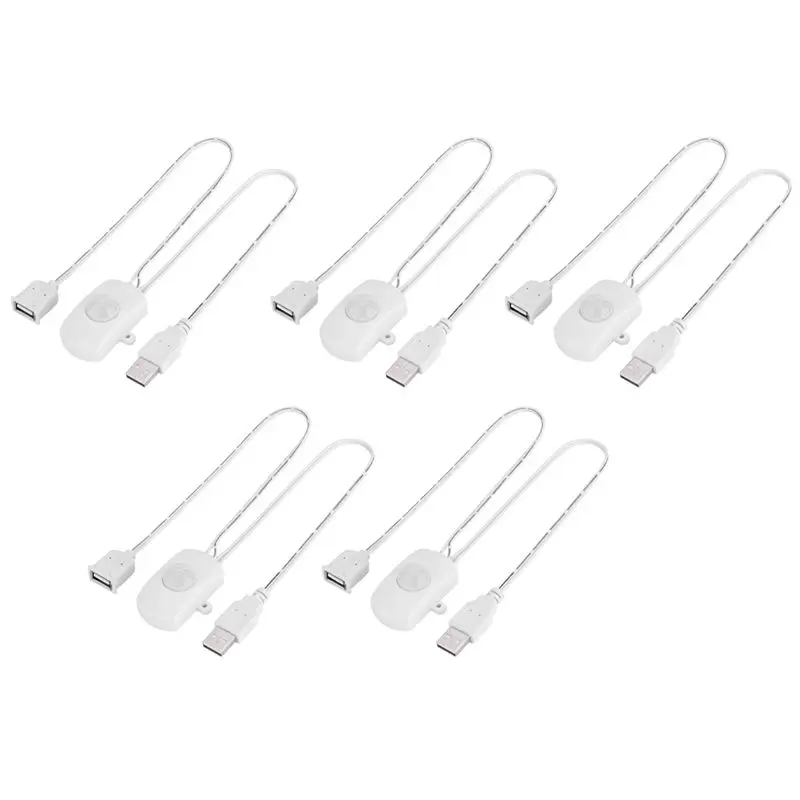 

A52T 5 Pcs Infrared Motion Detector Sensor Switch DC 5V/12V/24V USB PIR For LED Light Strip Intelligent Body Motion Sensor White