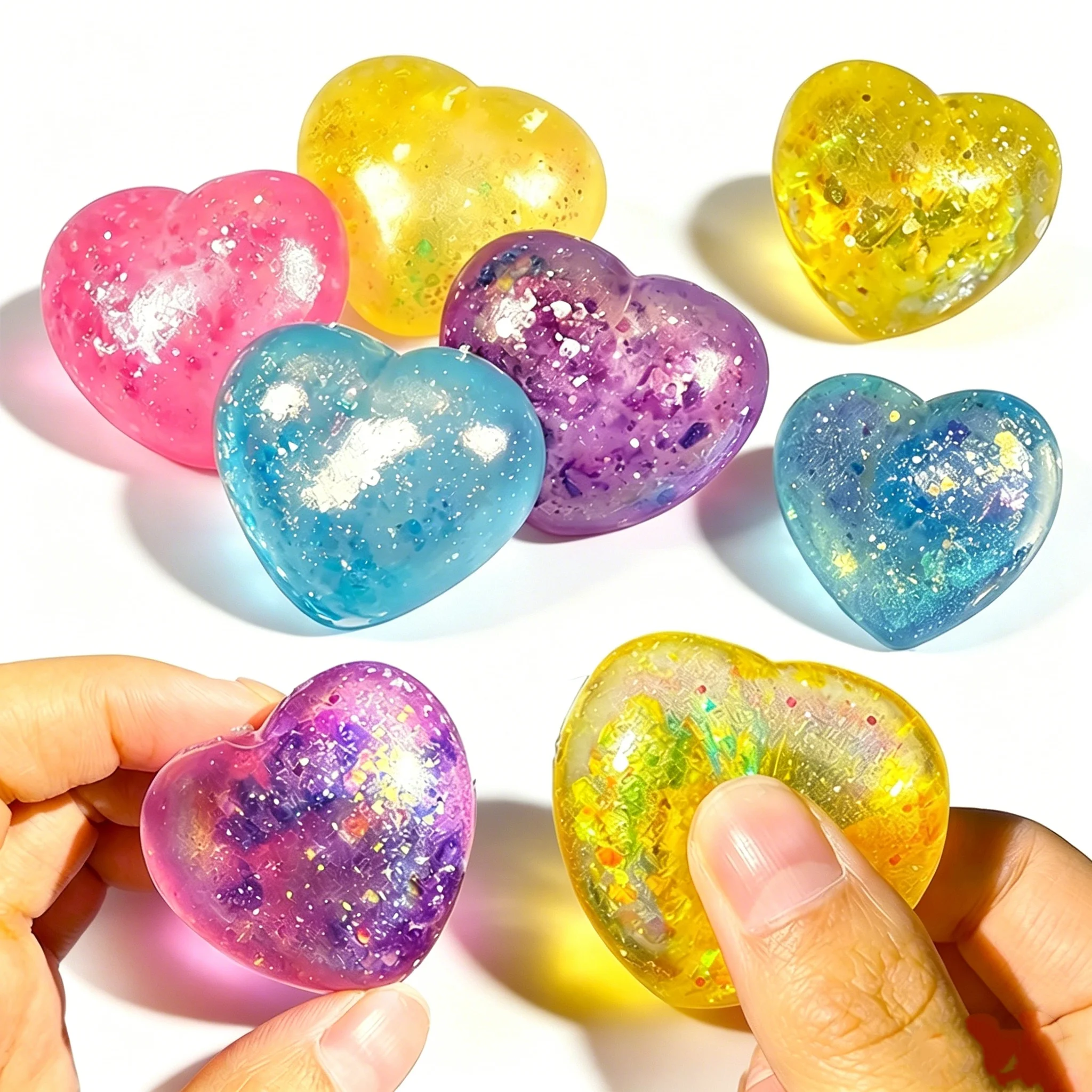 Squishy Fidget Toy 1Pc Color Changing Heart Sequins Love Squeeze Pinch Stress Relief Sens Science Edu Party Favor Gift for Adult