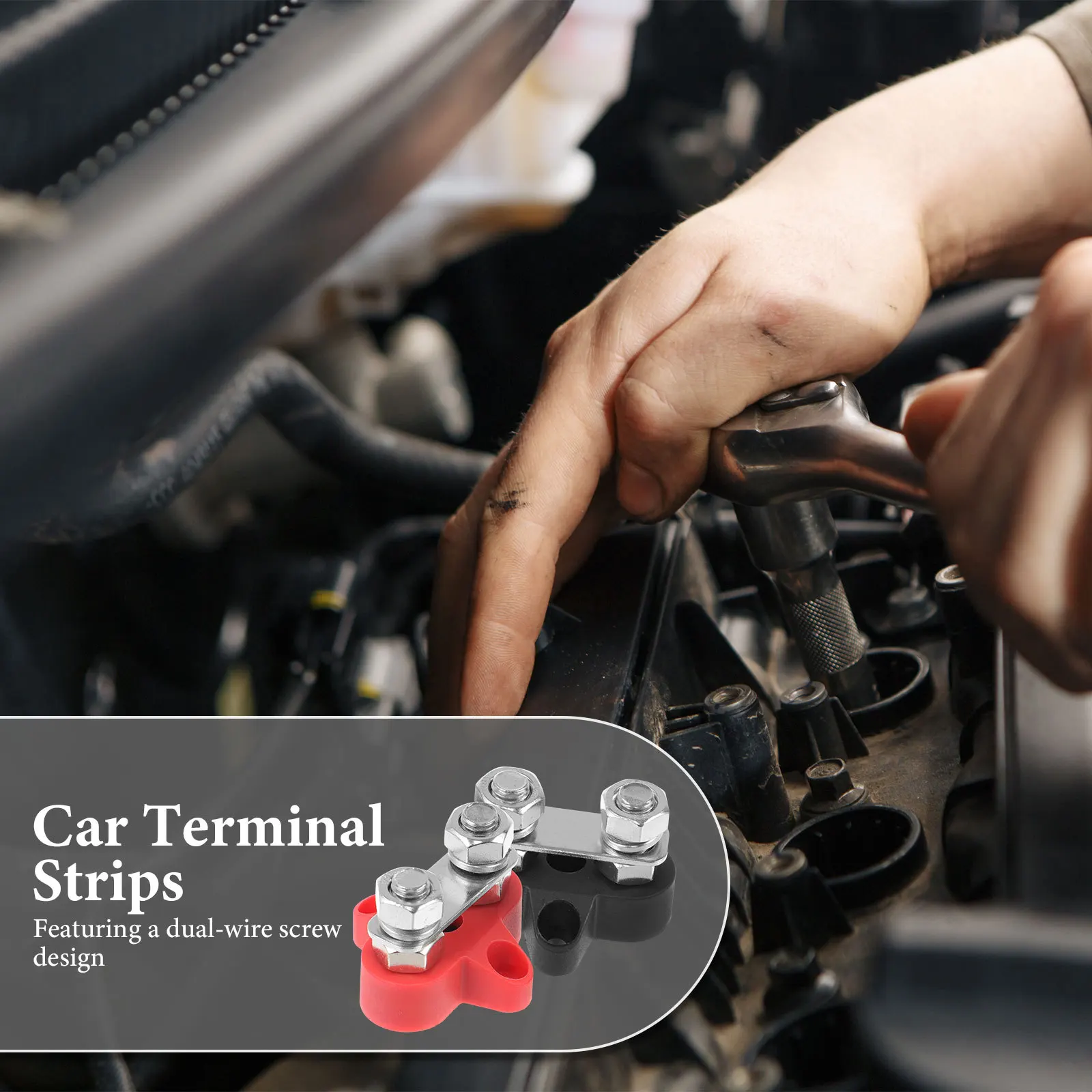 

2pcs Terminal Block Stainless Steel Dual-Wire Screw Car Rv Boat Power Distribution Terminal Studs Bus Bar