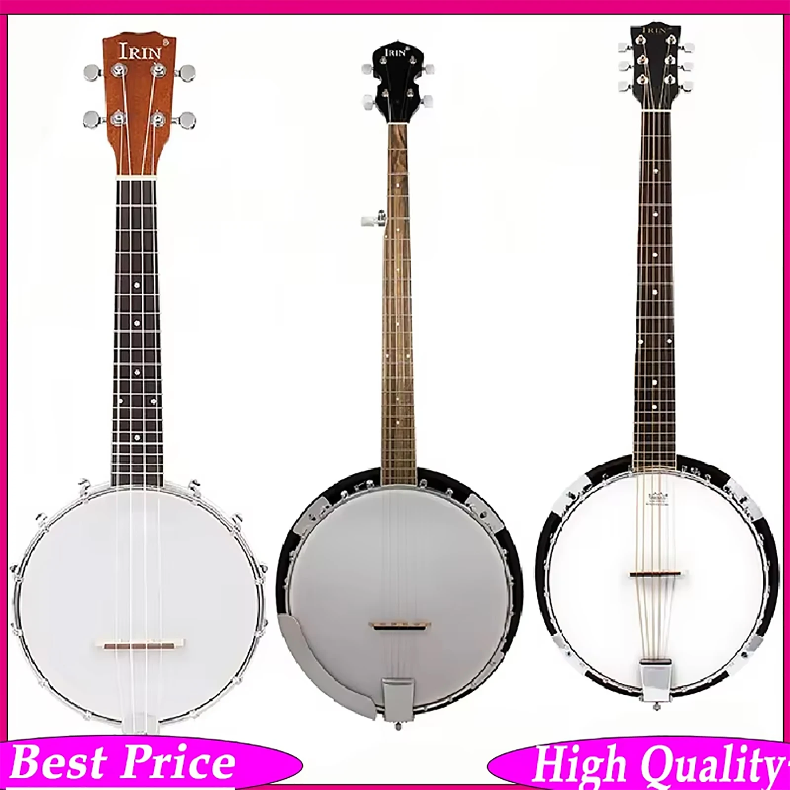 4/5/6 String Banjo PVC Drum Head Mahogany Back Maple Neck Rosewood Fingerboard Folk Bluegrass Banjo Tone for Banjo Performer
