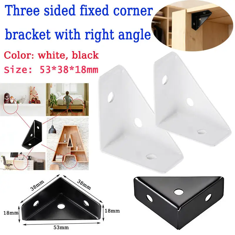 4Pcs Heavy Duty Corner Brackets 90 Degree Right Angle Metal Brace for Furniture Cabinet Bed Corner Support Reinforcement