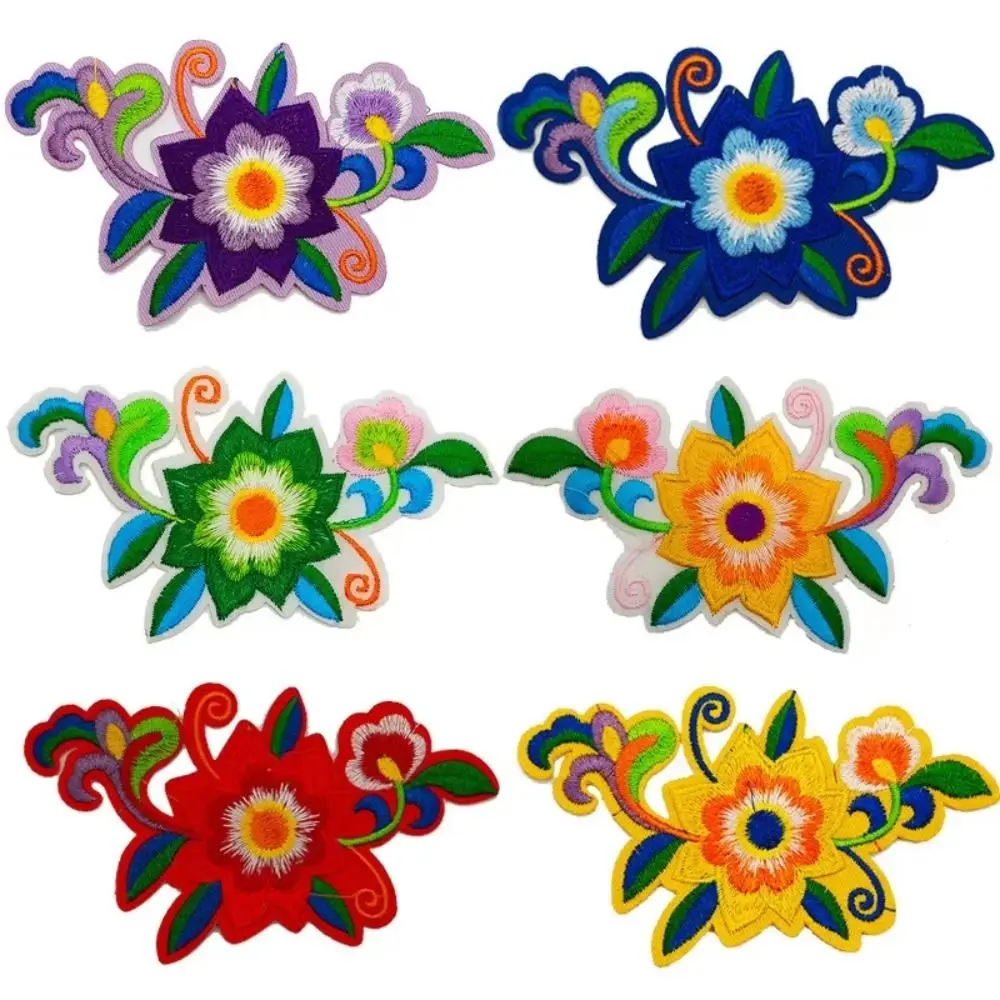 Flowers Leaves Embroidery Patches Hot Melt Adhesive Ironing DIY Embroidery Flowers Patch Clothes Patchwork Sticker for Clothes