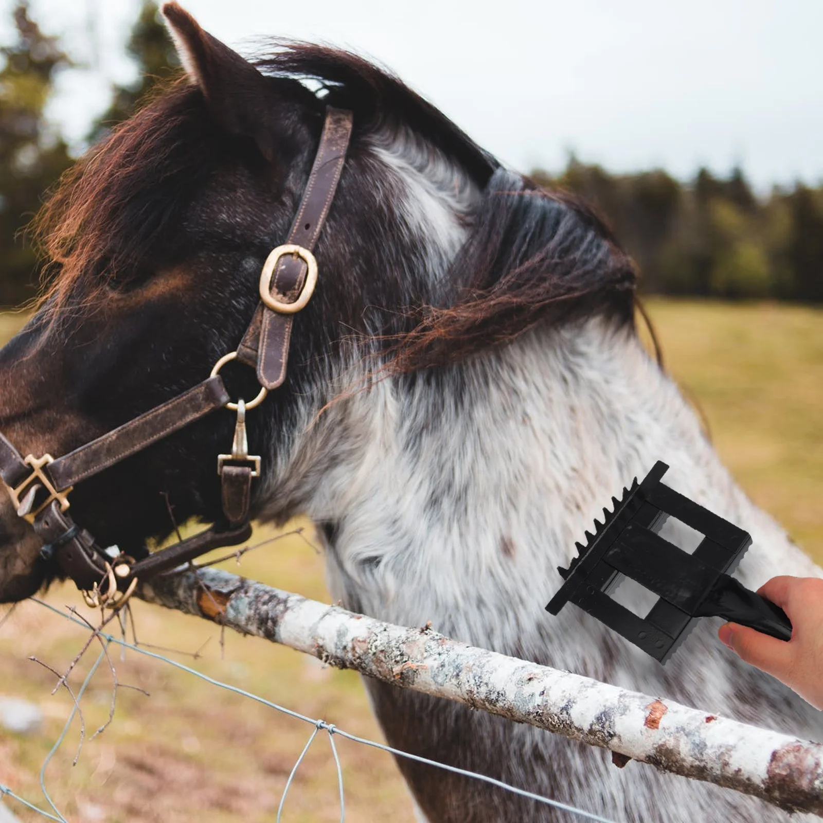 1pc Cattle Hair Brush Iron Serrated Scraper Non-Slip Horse Grooming Tool Livestock Cleaning Comb Rust-Proof Durable