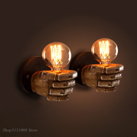 Retro Right Hand Fist Resin Wall Lamp Loft Industrial Wind Decoration Antique Wall Light E27 Bedroom Light Sconce Led Fixtures