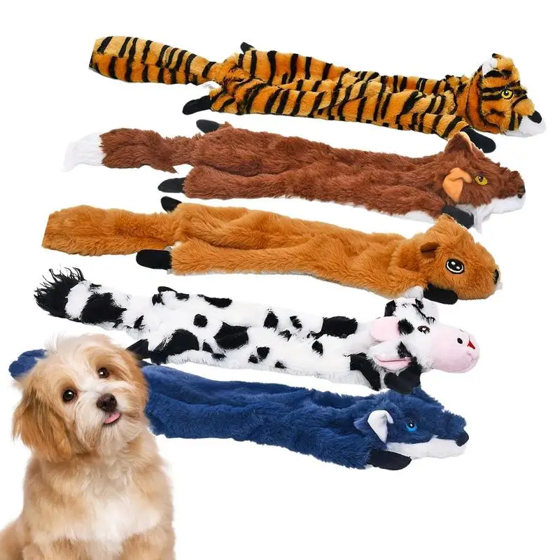 

Plush Squeaky Dog Toys 5 Pieces Plush Dog Stuffed Animal Toy Interactive Biting Doll For Small Breed Aggressive Chewers Teething