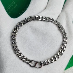 7mm Pure Titanium Cuban Link Bracelet Unisex Ice-Cut Hand Bracelets for Men And Women