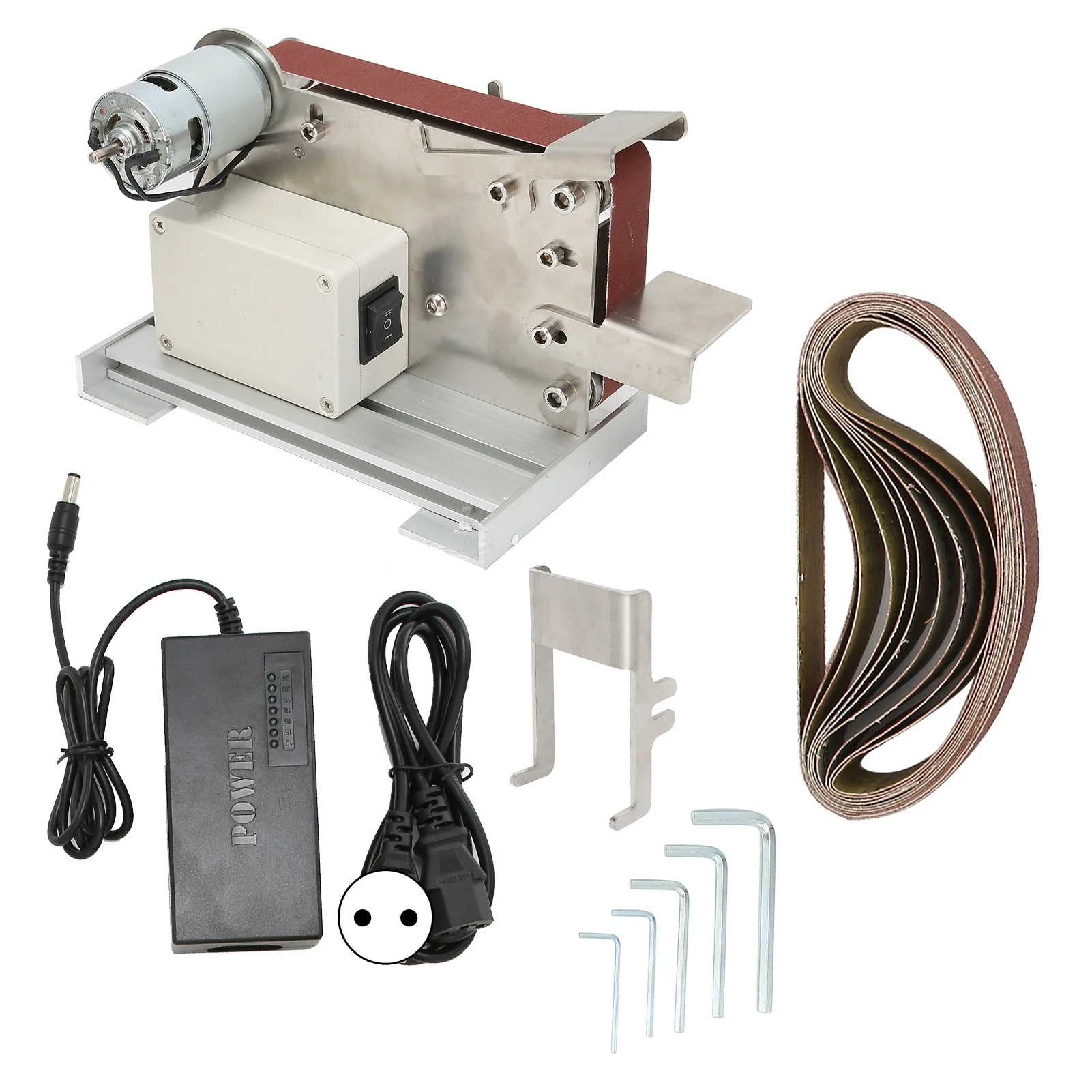 Mini Belt Machine AC DIY Electric Sander Desktop Anti Skid Drive Wheel High Power Motor Portable Polishing Grinder Accessories