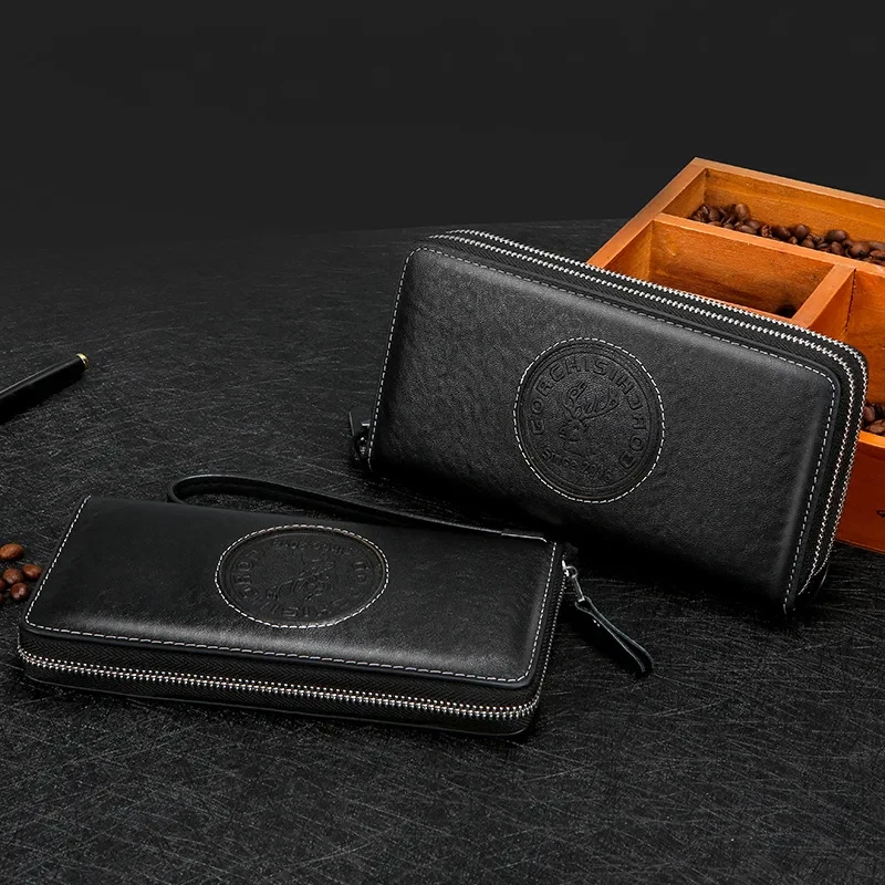 Men's bag leather high-grade long wallet large capacity multi-function mobile phone storage business travel wallet