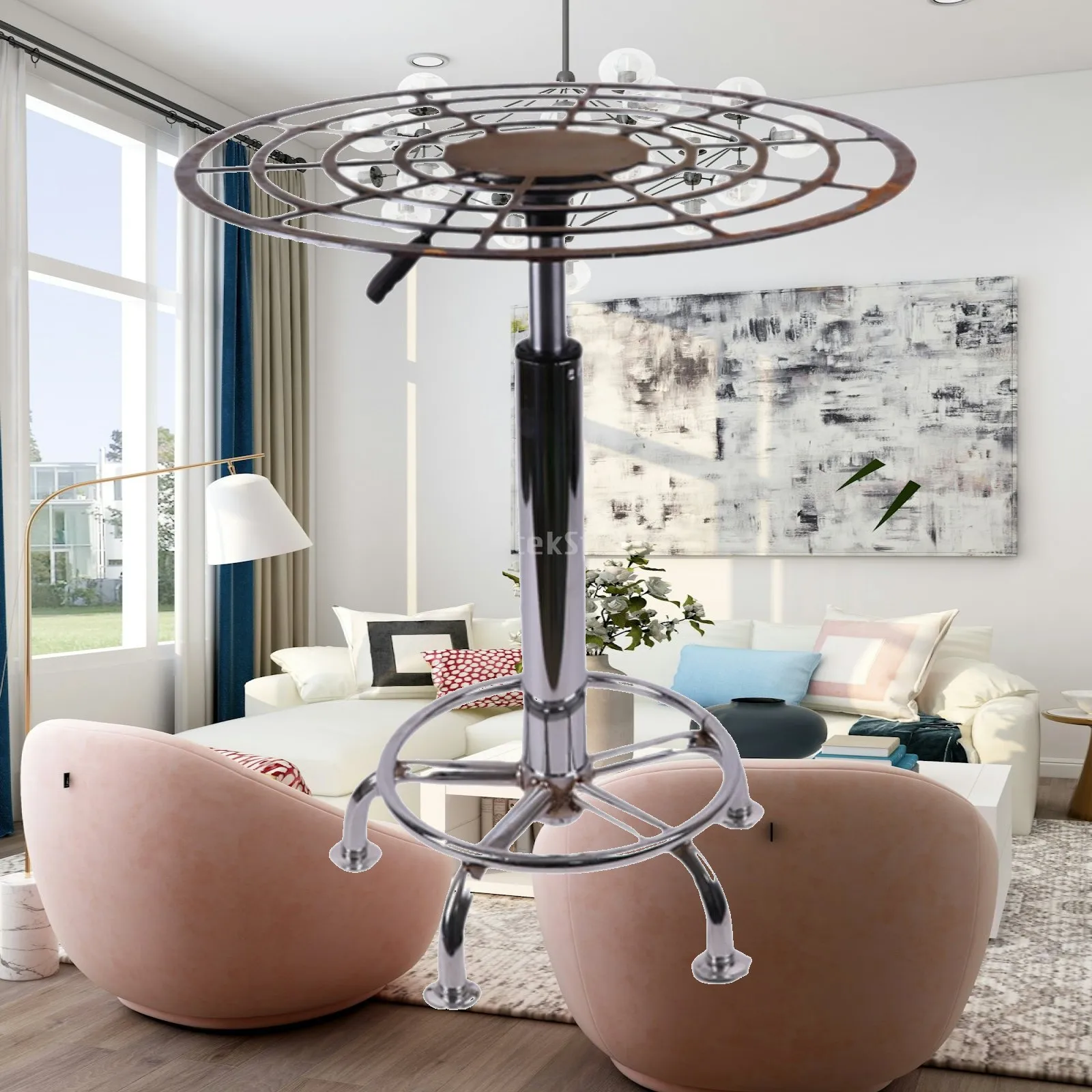 Adjustable Height Rotating Spray Paint Rack Stainless Steel Lifting Turntable 360 Degree Stable Paint Stand for Car Body Door