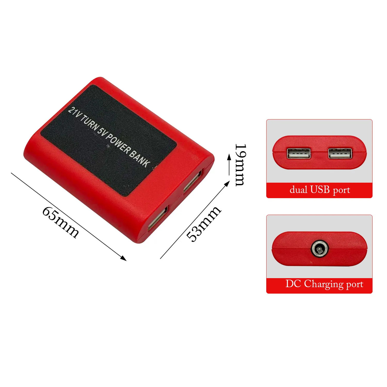 21V To 5V Dual USB Converter Adapter For BL1830 BL1815 P'ower Tool For Battery For Charger Portable B'lack Step Down