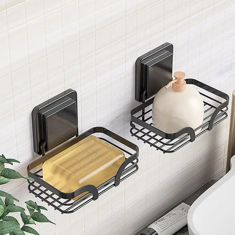 

Держатель для мыла на присоске из нержавеющей стали, настенный, без сверла с крючками, держатель для мыла с покрытием, водонепроницаемый современный компактный поднос, блюдо