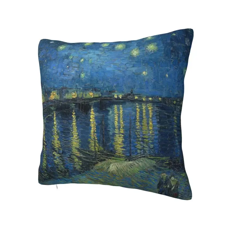 Starry Night Over The Rhone Cushion Cover Polyester Vincent Van Gogh Throw Pillow Case for Sofa Car Square Pillowcase Home