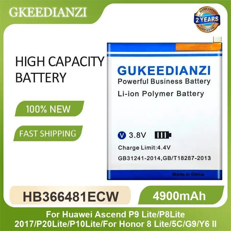 

Battery For Huawei Ascend P9 Lite/P8Lite 2017/P20Lite/P10Lite/For Honor 8 Lite P9 Plus HB366481ECW HB376883ECW High Capacity