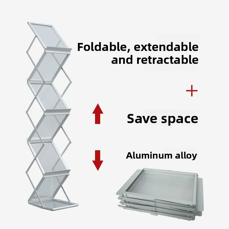 YFY aluminum alloy folding information rack floor-to-ceiling exhibition  and display album  bookshelf  and magazine catalog rack