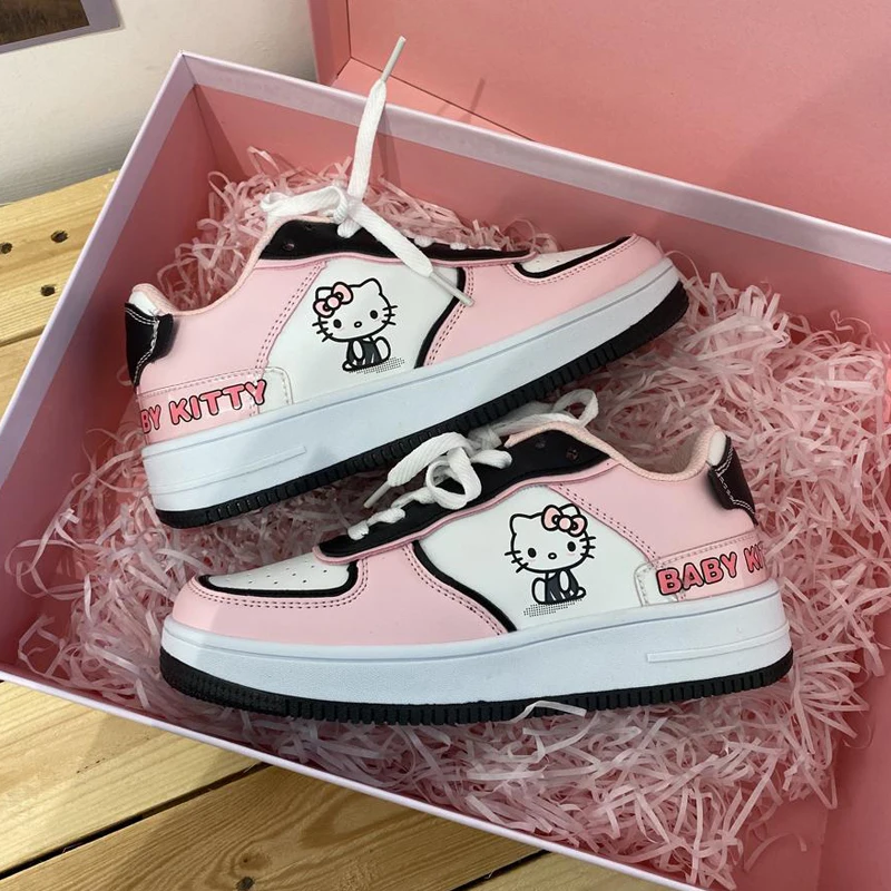 Sanrio Anime Cartoon Kawaii Hello Kitty Girl Sneakers Ins Style Autumn New Japanese Soft Girl Girl Heart All-Match Sneakers Gift