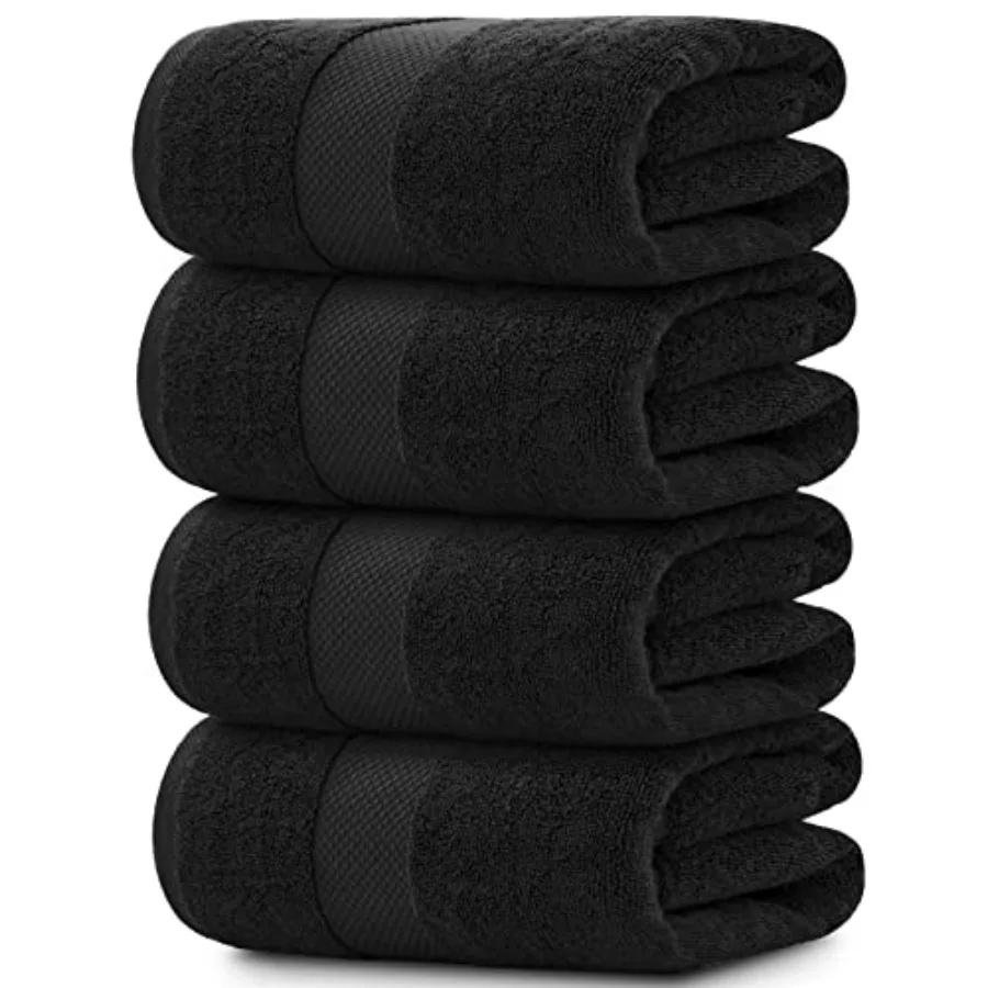 

Набор из 4-х очень больших полотенец URY Blk Ba, 100% мягкий хлопок, 700 GSM, 2-слойные, впитывающие, для отелей и ванных комнат, 274 x 274 см, черные