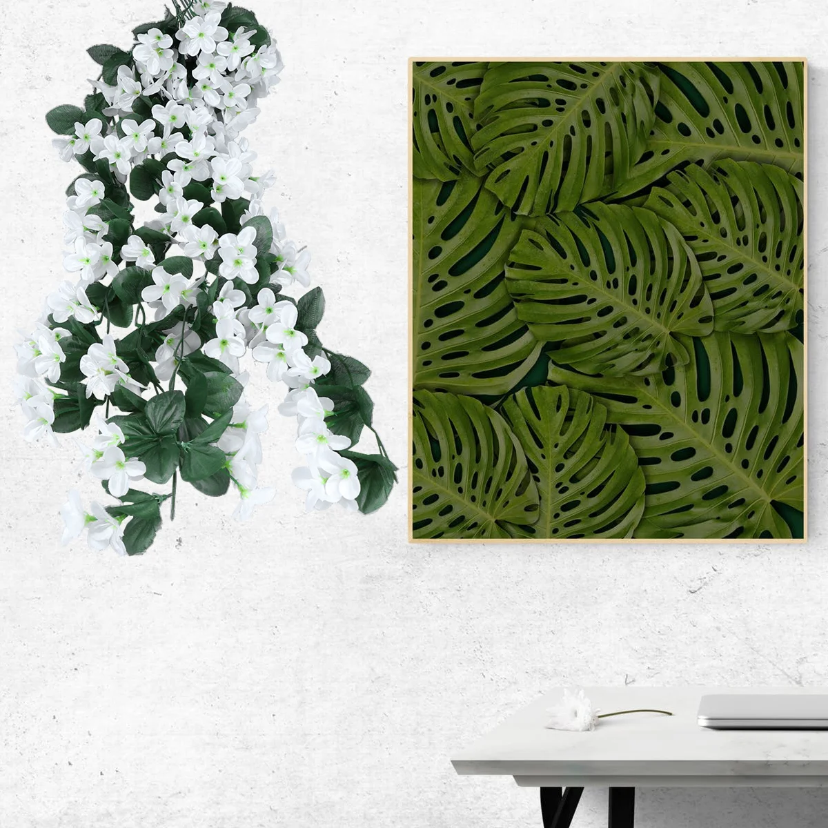 

Artificial Violet Garland White Wedding Home Office Restaurant Decoration Silk Wall Hanging Violet Fabric Plastic