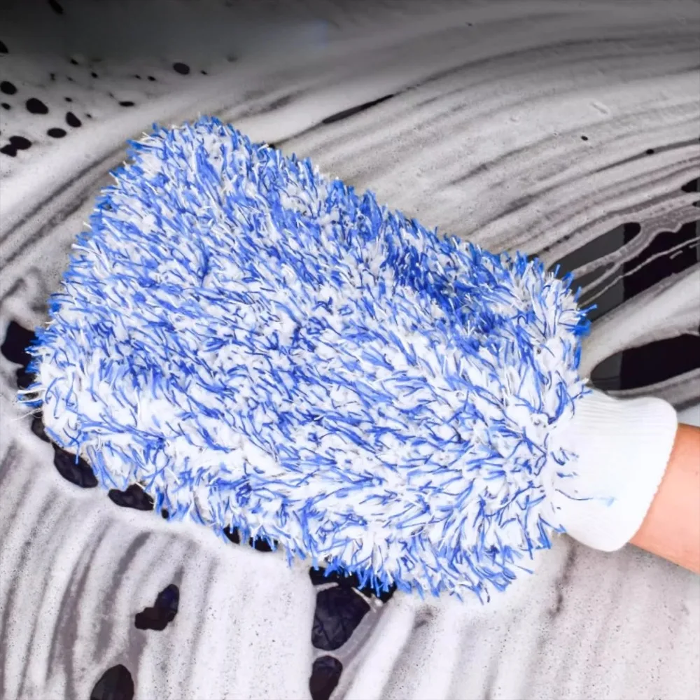 스크래치 프리 플러시 마이크로파이버 자동차 세차 장갑 두꺼운 흡수성 청소 장갑 트럭 SUV 오토바이용 세차 도구