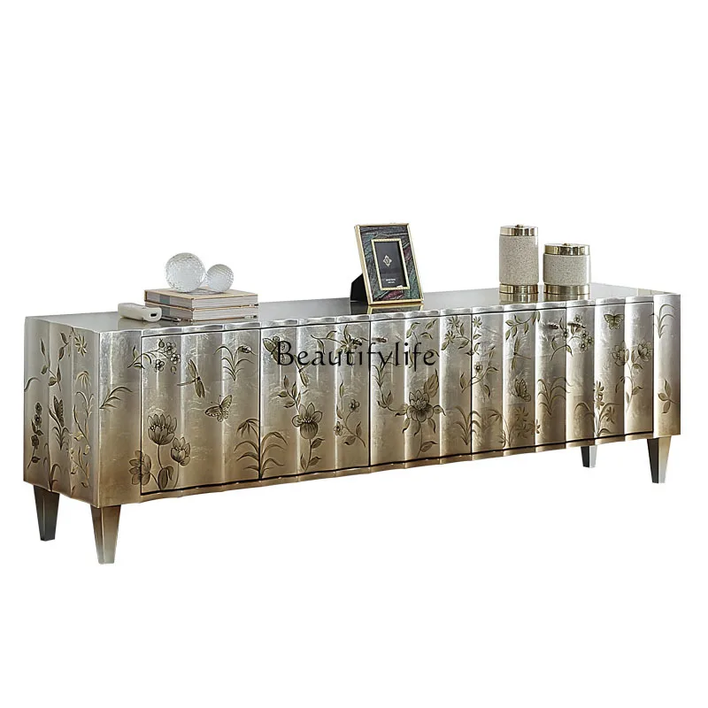 

*Light luxury TV cabinet European style paint hand painted living room coffee table TV cabinet