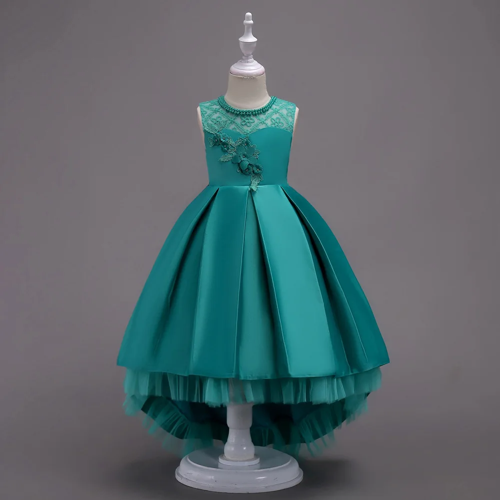 Girls Formal Ceremonial Party Dresses 3 5 8 9 to 14 Years Children's for Eid Elegant Emerald Green Baby Kid's Teenage Gala Dress