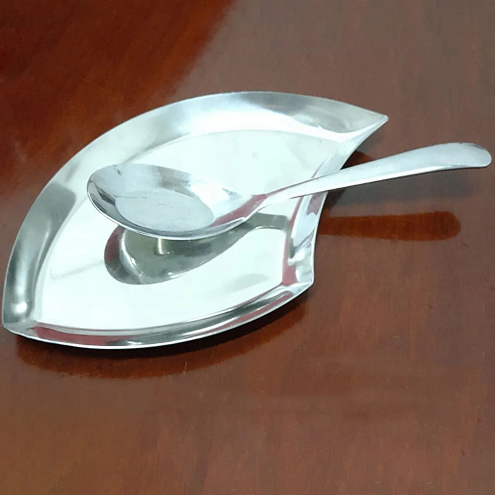 

2Pcs Stainless Steel Soup Ladle Storage Tray Spoon Holder Kitchen Snack Plate Multipurpose Storage Tray