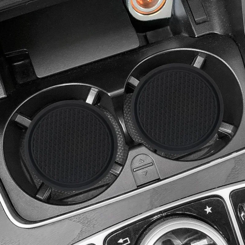 7 * 7cm 1pc car cup mat round PVC water cup durable decorative car fixed anti slip insulation mat car interior Accessories