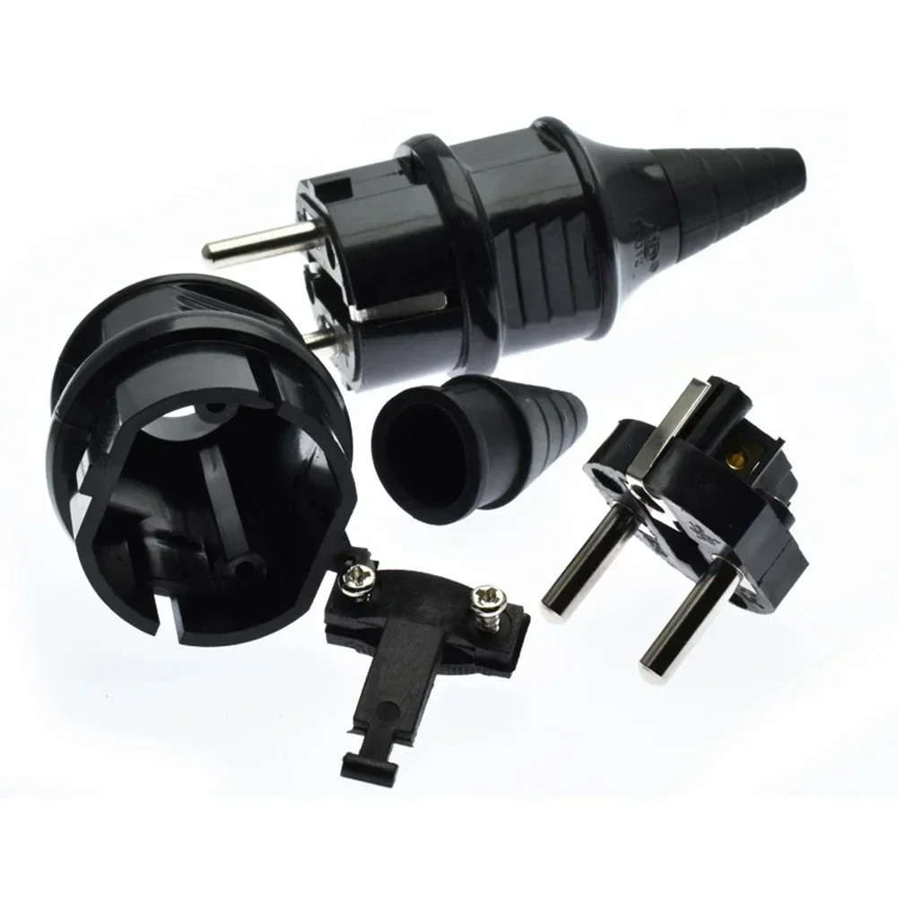Acoplamiento de Goma de contacto protector para exteriores, enchufe europeo impermeable con protección de Kink, suministros de equipo eléctrico, 250V (16A)