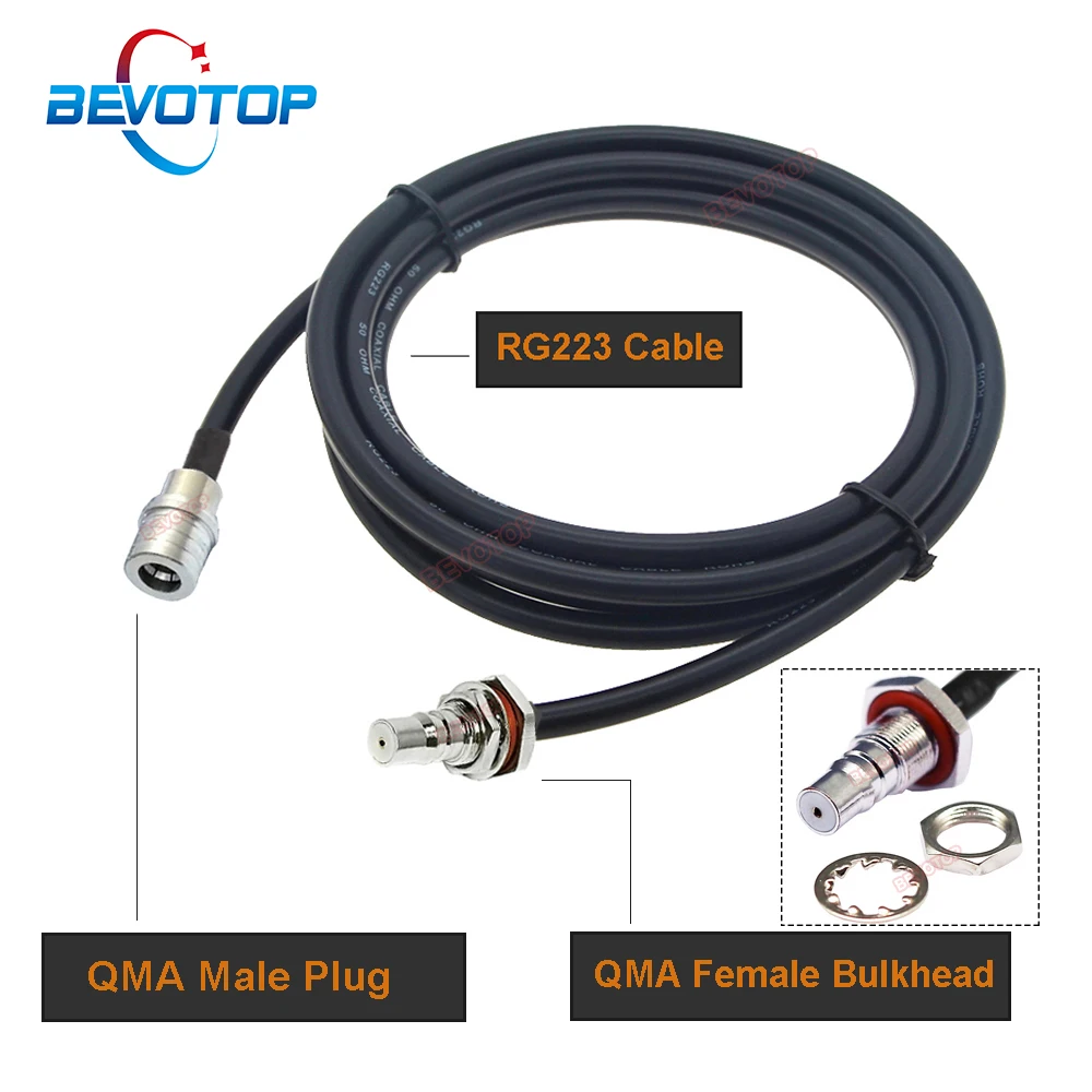 

High Quality RG223 QMA Male to QMA Female Double Shielded Low Loss RG-223 Cable 50 Ohm Pigtail RF Coax Extension Jumper