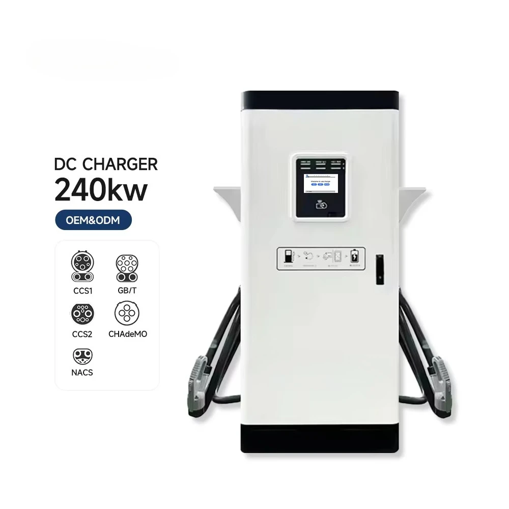 DC Fast EV Charging Station 60kw 120kw 160kw 200kw 240kw Floor-Mounted Waterproof OCPP1.6 Double Guns Card/APP CCS2/CHAdeMO
