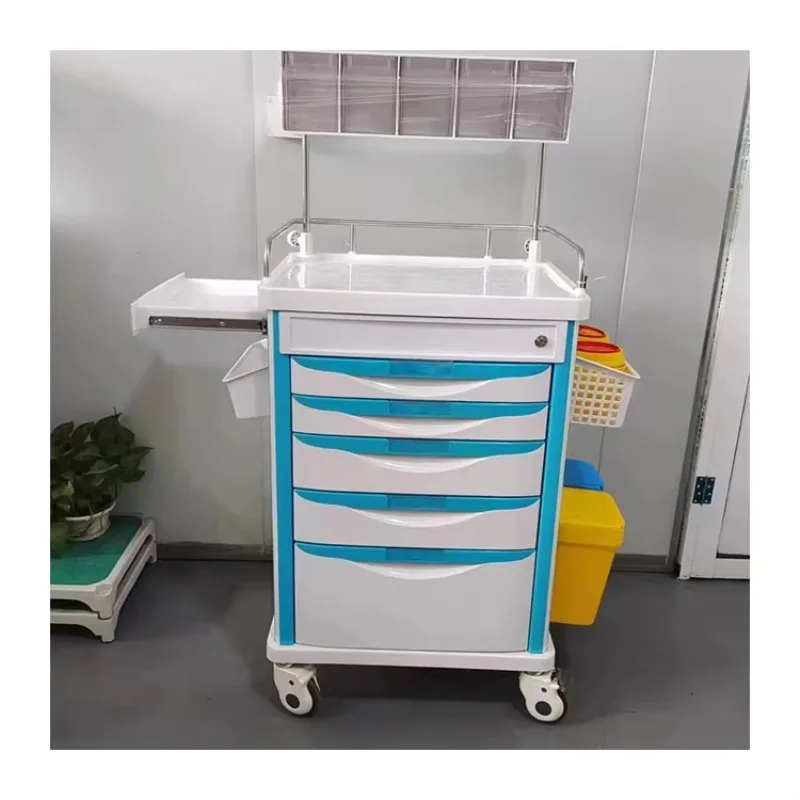 

Medical Grade ABS Emergency Trolley Hospital Furniture for Emergency Equipment Plastic Hospital Trolley