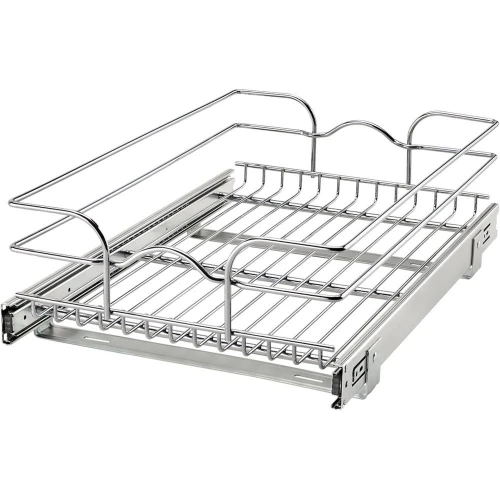 

Выдвижная проволочная полка-органайзер для кухонного шкафа с корзиной и крепежом, 15 x 22 дюйма, 5WB1-1522CR-1
