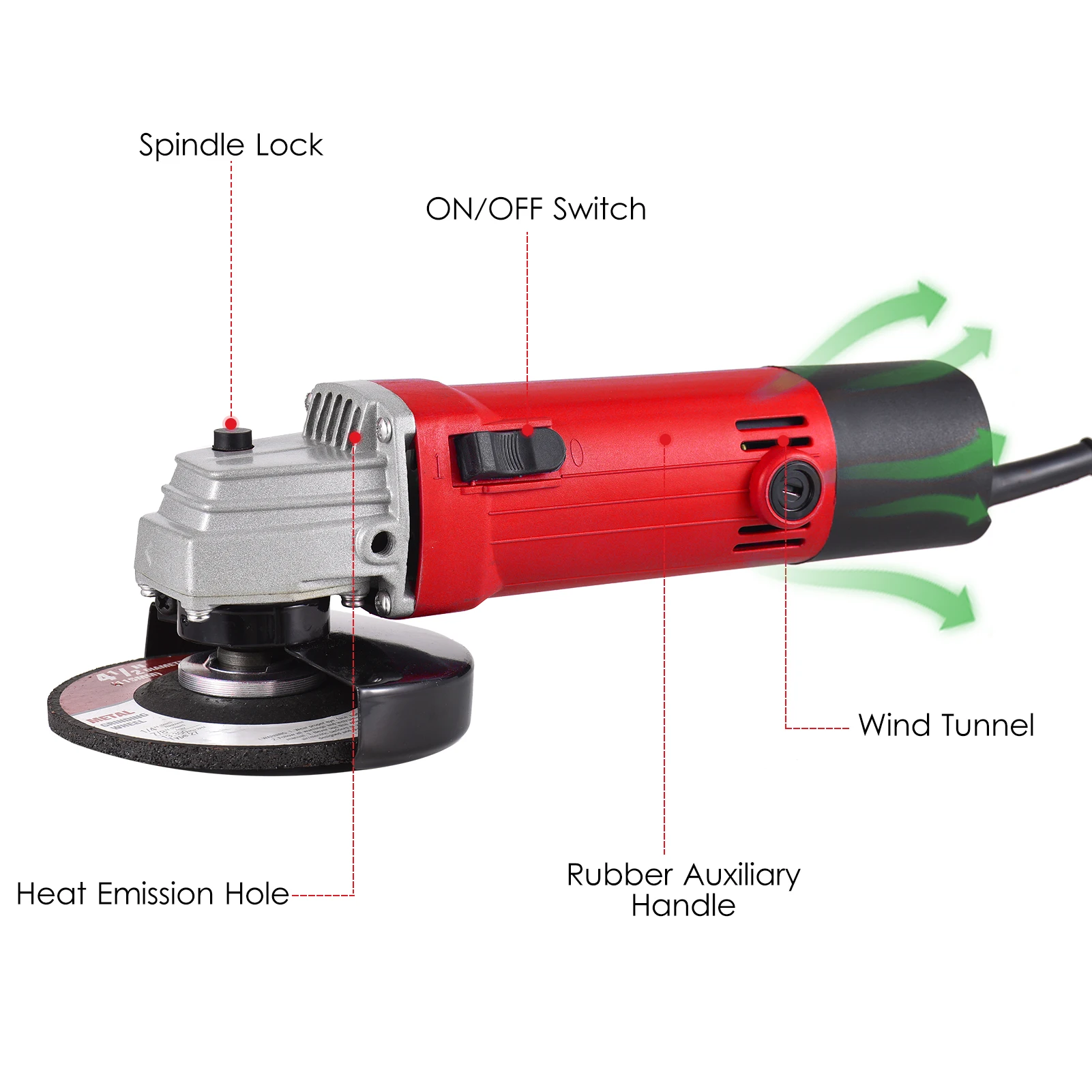 500W 11000rpm Cordless Angle Grinder Grinding Machine Cutting Electric Angle Grinder Grinding Power Tool With Auxiliary Handle