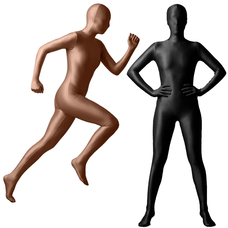 Kigurumi Head Shell Zentai Full Body Suit Cosplay Anime Costume High Elastic Seamless Shiny One Piece Bodysuit image 5