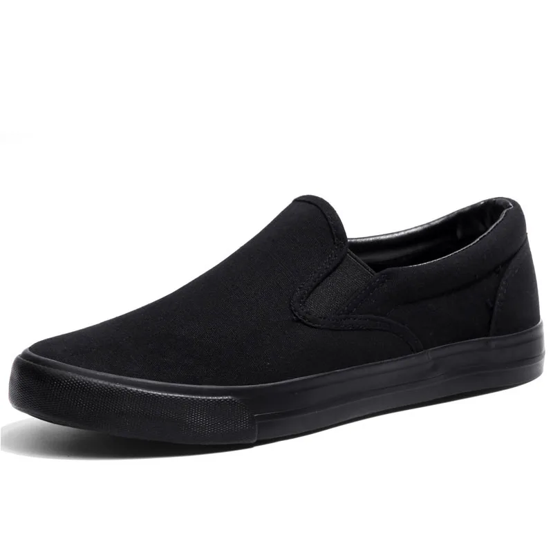 Scarpe Slip-on Cool Young Man Street Pure Black calzature scarpe Casual da uomo piatte traspiranti Plus Size 45