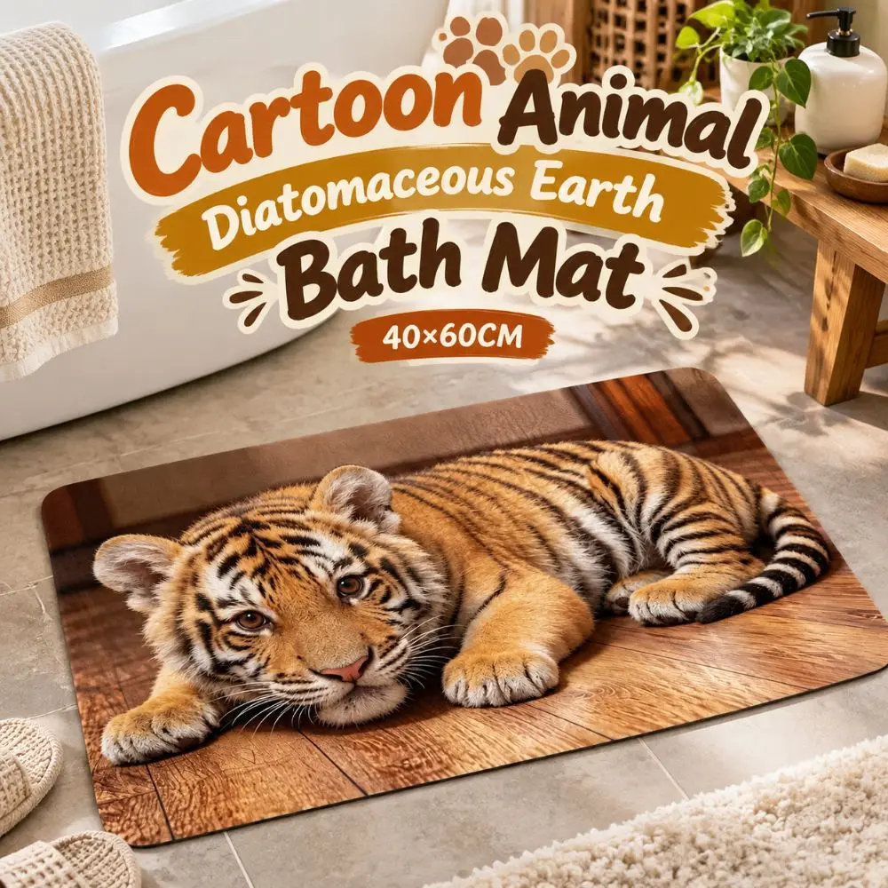 Tiger/Rabbit/Sheep/Dog Shape Cute Panda Floor Mat Water-absorbing 40*60cm Bathroom Carpet Soft Non-slip Floor Mat