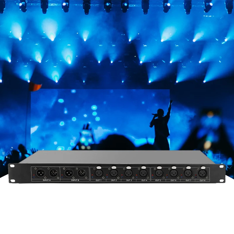 DMX Splitter Signal Amplifier 8 Port DMX Splitter Stage Machine Dmx Splitter Extender for Wedding/DJ/party/disco Controller