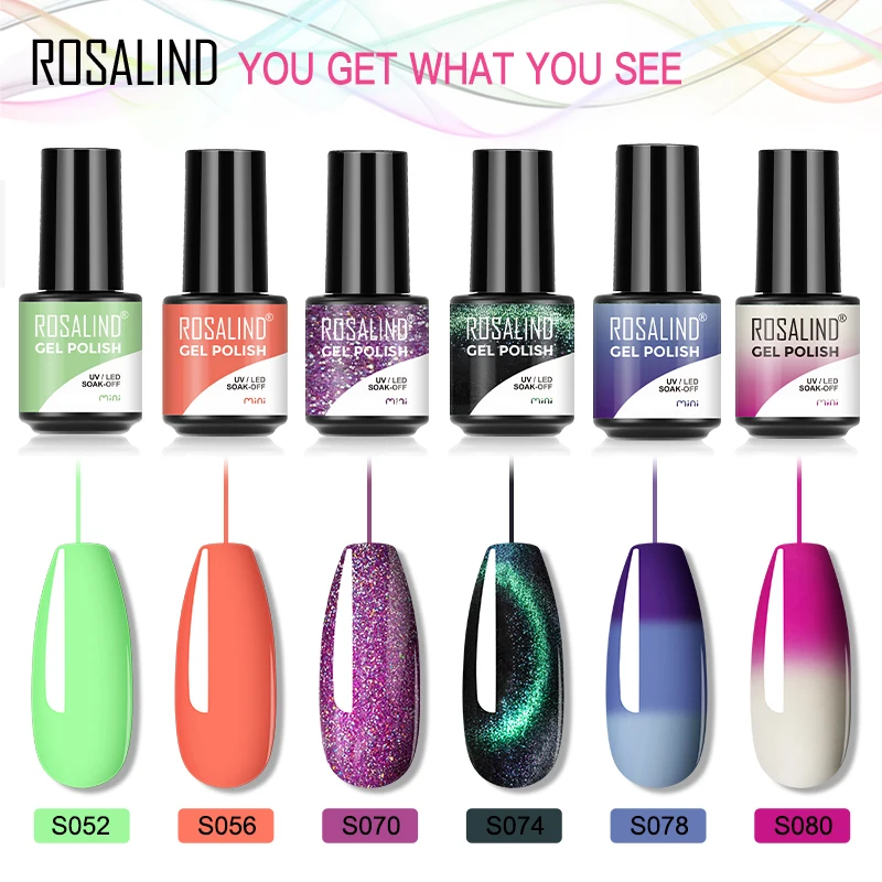 

ROSALIND Thermal Nail Polish Color Changes With Temperature UV Semi Permanent Varnishes All For Nails Art Glitter Nail Gel