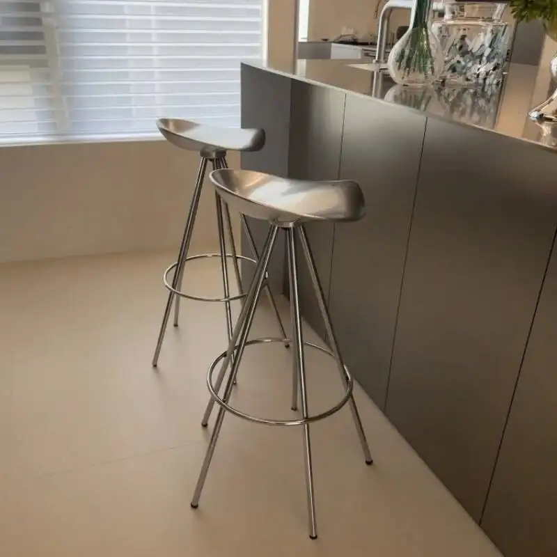 Modern Aluminum Alloy High Stool Bar Stools for Kitchen Coffee Shop Restaurant Counter Stool Creative Designer Metal Chairs