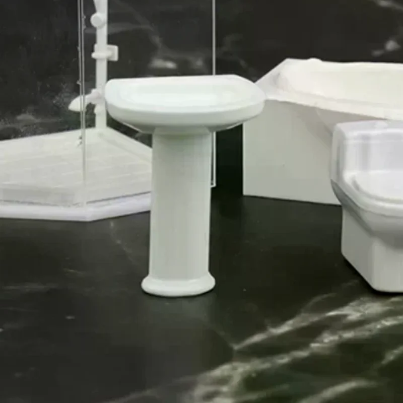 

1:25 Dollhouse Miniature Bathroom Set Shower Room Toilet Bathtub Sink Model Toy