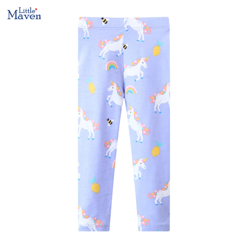 Little maven Toddler Baby Girls Kids Clothes 2024 Autumn Pants Cotton Trousers Cartoon Unicorn Children\'s Clothing Leggings