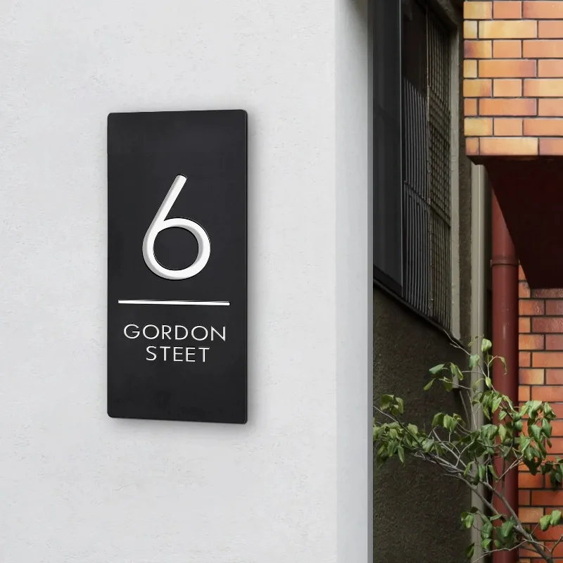 

Customizable Personalized Custom Acrylic Gray Black House Numbers Sign Address Plaque Floating 3D Letter Home Outdoor Name Plate