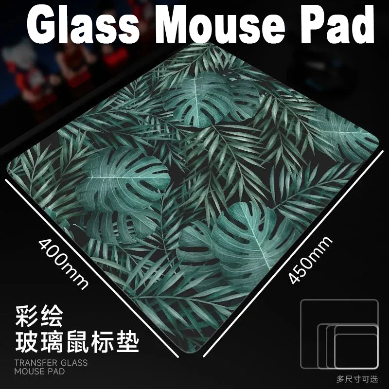 

Green Plants Glass Gaming Mouse Pad Small Smooth Frosted Surface Desk Mat Tempered Upgrade FPS Office Gamer Accessories Mousepad
