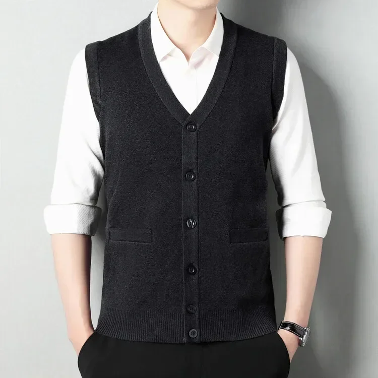 

Mens V-Neck Sleeveless Vest Classic Business Gentleman Knitwear Waistcoat Sweater TOPS